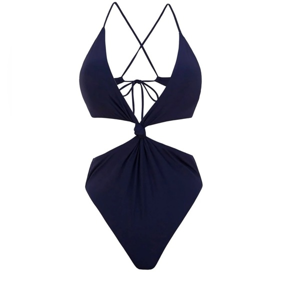 NWOT PILYQ Neptune Knot Cutout One Piece Black Swimsuit Size Small - Picture 4 of 11